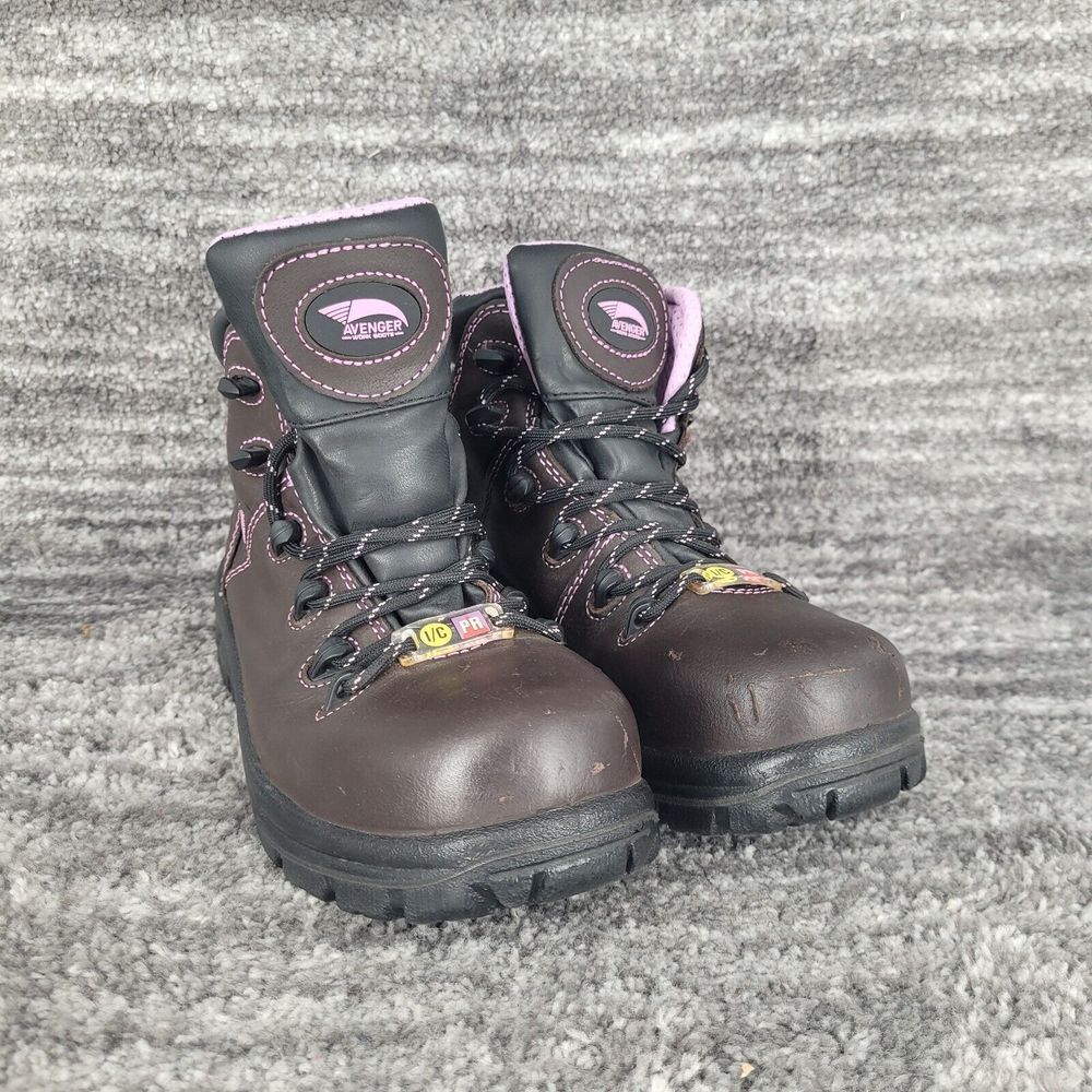 Avenger Womens Brown Leather Comp Toe Waterproof Puncture Resistant Boots 7.5W